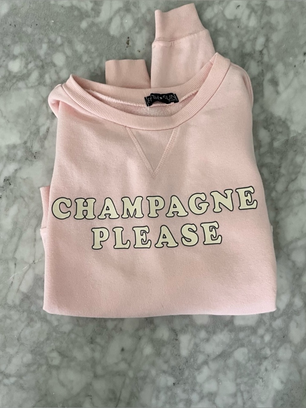 Champagne Please Pink Graphic Sweatshirt size XS